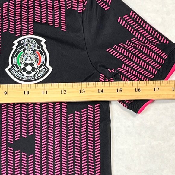 Adidas Boys Mexico 2021 National Soccer Team Black & Pink Aeroready Jersey Small - Picture 4 of 9